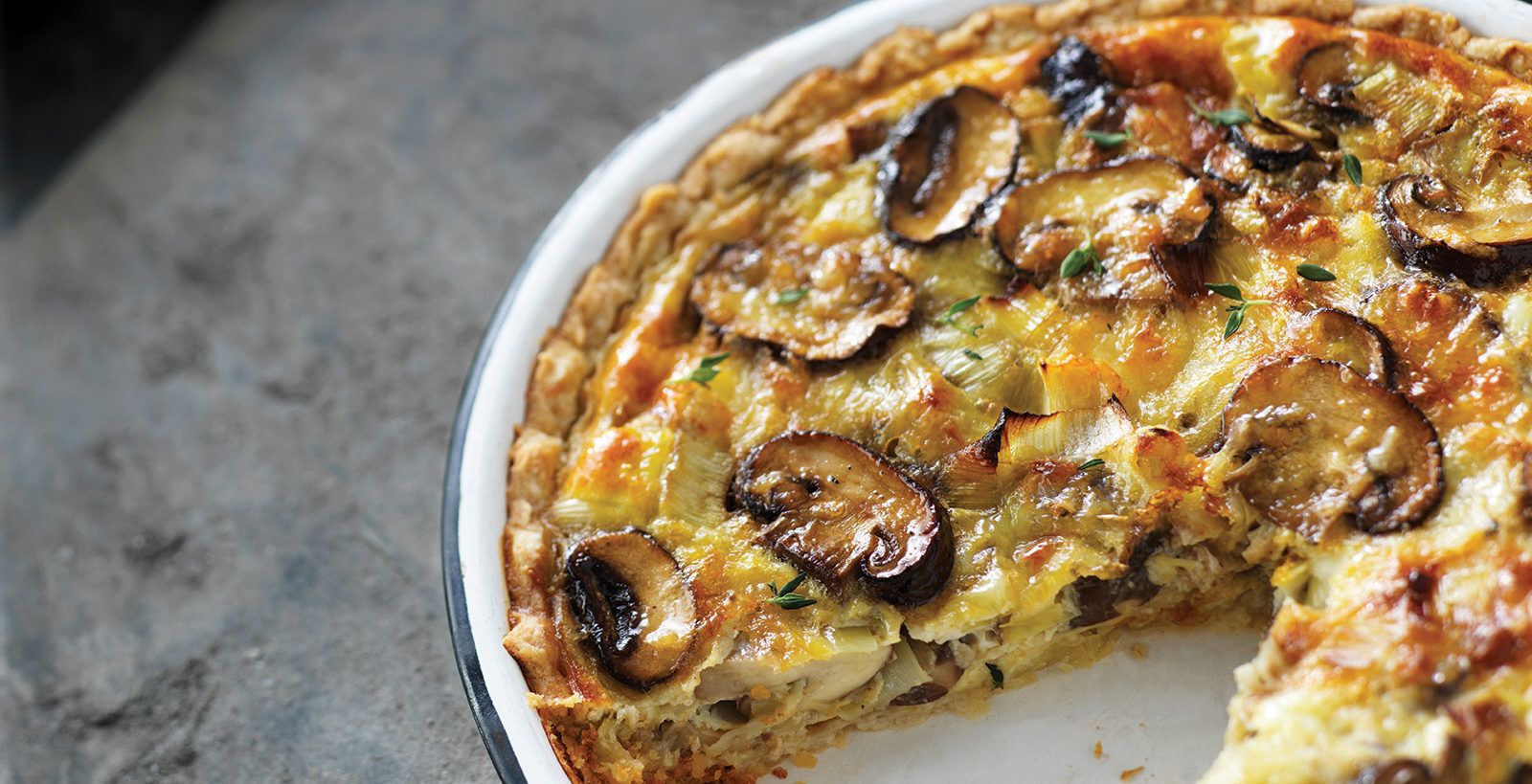 Mushroom & leek quiche