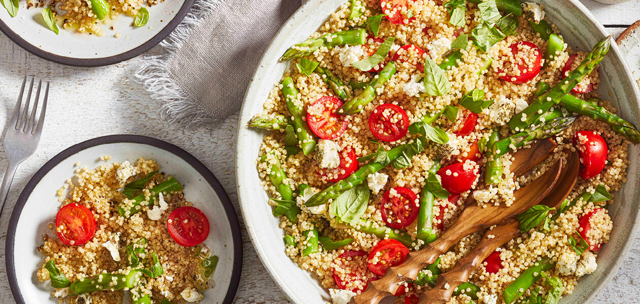 Asparagus, Tomato & Goat Cheese Quinoa Salad