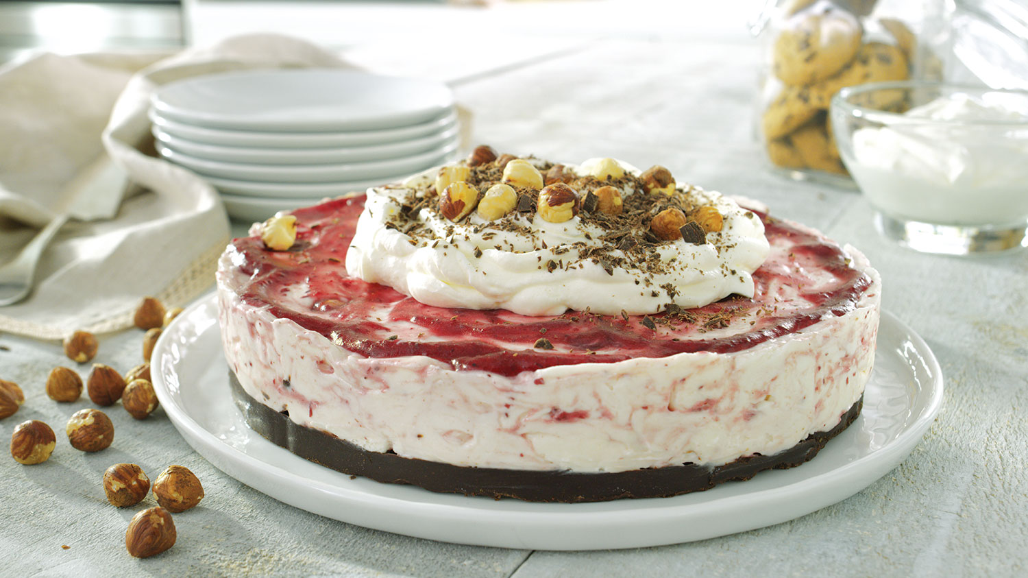 Cranberry-Chocolate-Nut Ice Cream Cake