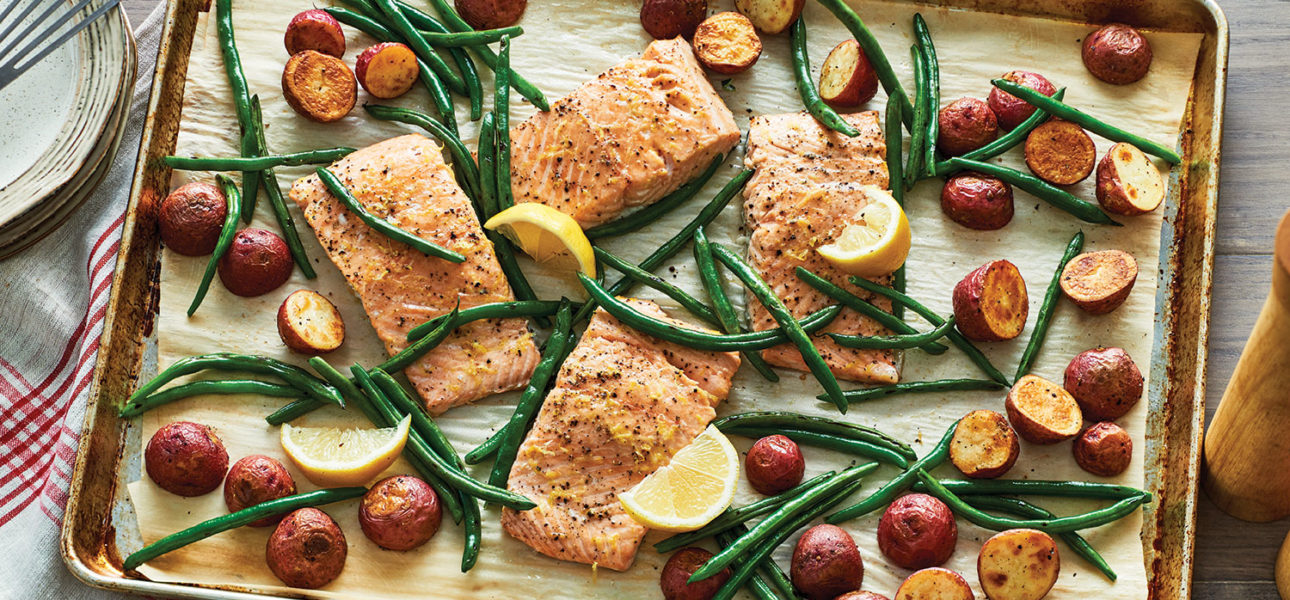 Lemon Roasted Salmon Potatoes And Green Beans