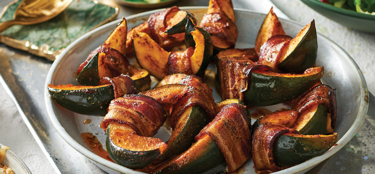 Smoky Bacon Wrapped Acorn Squash