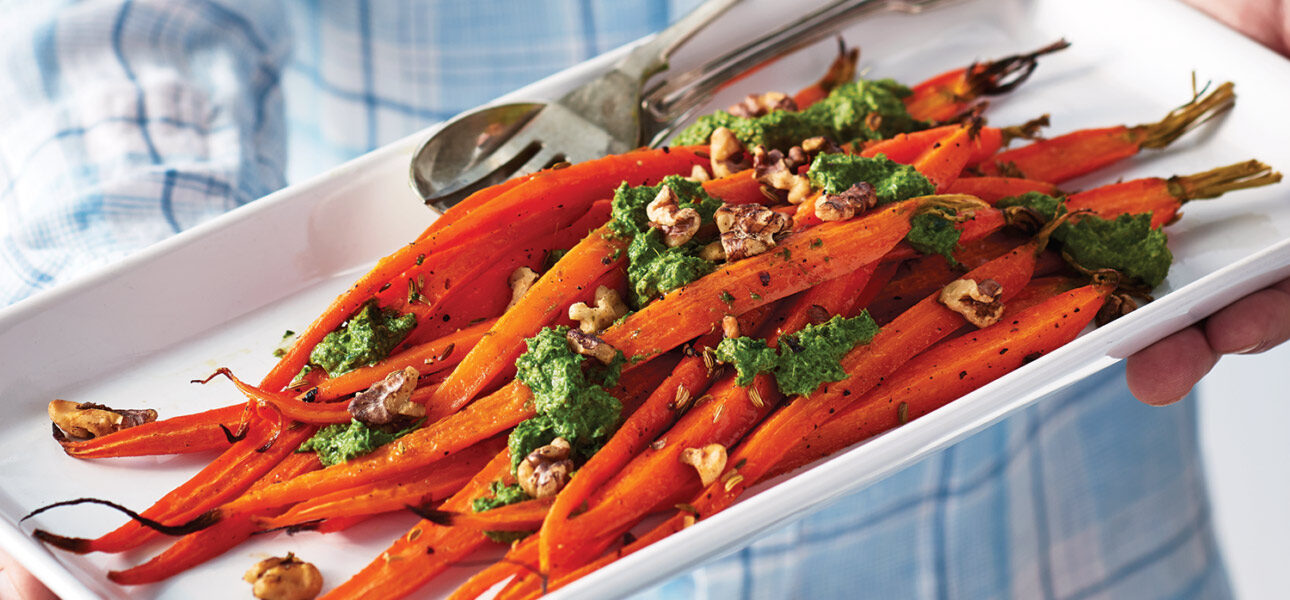 Roasted Carrots with Carrot Top Pesto