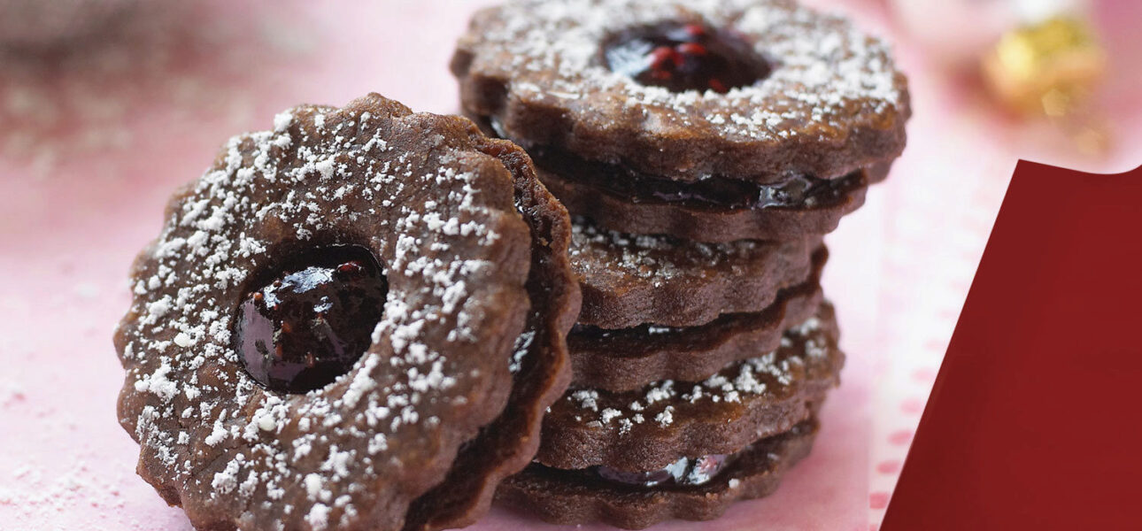 Mocha Linzer Cookies with Wild Jumbleberry Jam