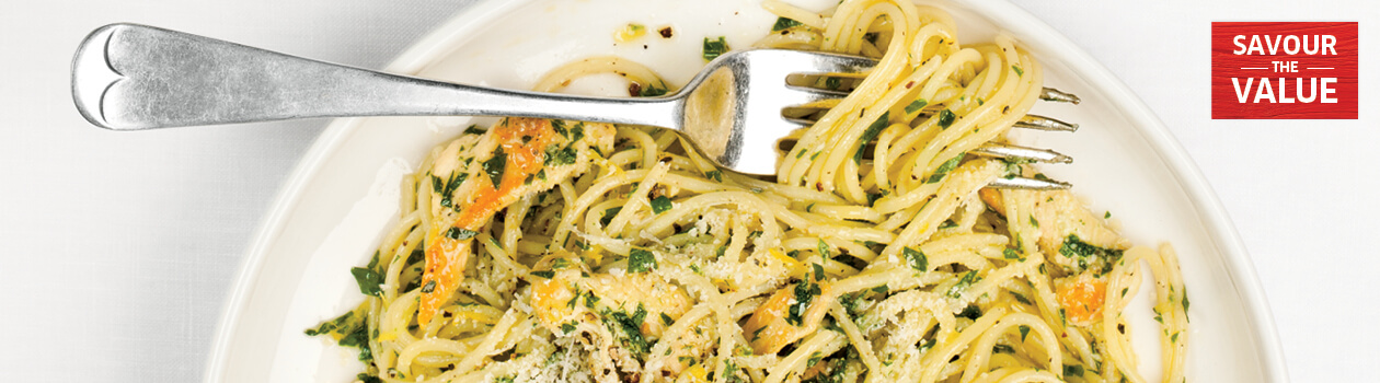 Lemon chicken pasta with parsley