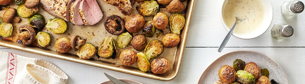 Sheet-pan roasted potatoes and pork tenderloin