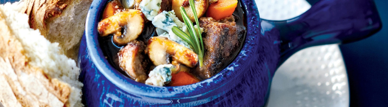 Beef & Mushroom Stew with Blue Cheese